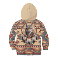 Indigenous Peoples Day Kid Hoodie Native American Dream Catcher Wolf Tribal-inspired - Wonder Print Shop