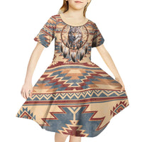Indigenous Peoples Day Kid Short Sleeve Dress Native American Dream Catcher Wolf Tribal-inspired - Wonder Print Shop
