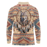 Indigenous Peoples Day Long Sleeve Polo Shirt Native American Dream Catcher Wolf Tribal-inspired - Wonder Print Shop