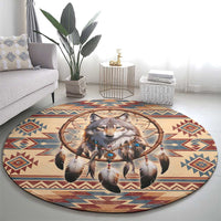 Indigenous Peoples Day Round Carpet Native American Dream Catcher Wolf Tribal-inspired - Wonder Print Shop