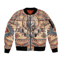 Indigenous Peoples Day Sleeve Zip Bomber Jacket Native American Dream Catcher Wolf Tribal-inspired - Wonder Print Shop