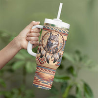 Indigenous Peoples Day Tumbler With Handle Native American Dream Catcher Wolf Tribal-inspired - Wonder Print Shop