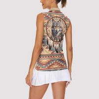 Indigenous Peoples Day Women Sleeveless Polo Shirt Native American Dream Catcher Wolf Tribal-inspired - Wonder Print Shop