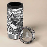 Indigenous Peoples Day 4 in 1 Can Cooler Tumbler Native American Wolf with Dreamcatcher - Wonder Print Shop