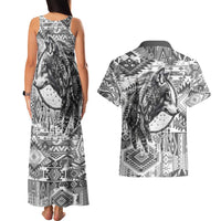 Indigenous Peoples Day Couples Matching Tank Maxi Dress and Hawaiian Shirt Native American Wolf with Dreamcatcher - Wonder Print Shop