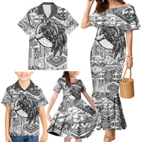Indigenous Peoples Day Family Matching Mermaid Dress and Hawaiian Shirt Native American Wolf with Dreamcatcher - Wonder Print Shop