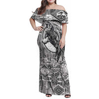Indigenous Peoples Day Family Matching Off Shoulder Maxi Dress and Hawaiian Shirt Native American Wolf with Dreamcatcher - Wonder Print Shop