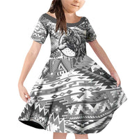 Indigenous Peoples Day Family Matching Off Shoulder Short Dress and Hawaiian Shirt Native American Wolf with Dreamcatcher - Wonder Print Shop