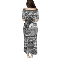 Indigenous Peoples Day Family Matching Puletasi and Hawaiian Shirt Native American Wolf with Dreamcatcher - Wonder Print Shop