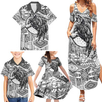 Indigenous Peoples Day Family Matching Summer Maxi Dress and Hawaiian Shirt Native American Wolf with Dreamcatcher - Wonder Print Shop