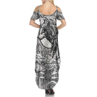 Indigenous Peoples Day Family Matching Summer Maxi Dress and Hawaiian Shirt Native American Wolf with Dreamcatcher - Wonder Print Shop