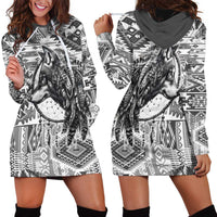 Indigenous Peoples Day Hoodie Dress Native American Wolf with Dreamcatcher - Wonder Print Shop