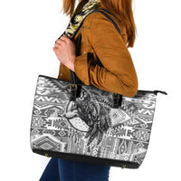 Indigenous Peoples Day Leather Tote Bag Native American Wolf with Dreamcatcher - Wonder Print Shop