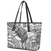 Indigenous Peoples Day Leather Tote Bag Native American Wolf with Dreamcatcher - Wonder Print Shop