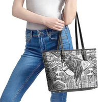 Indigenous Peoples Day Leather Tote Bag Native American Wolf with Dreamcatcher - Wonder Print Shop