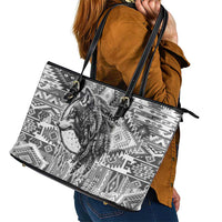 Indigenous Peoples Day Leather Tote Bag Native American Wolf with Dreamcatcher - Wonder Print Shop