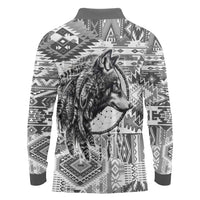 Indigenous Peoples Day Long Sleeve Polo Shirt Native American Wolf with Dreamcatcher - Wonder Print Shop