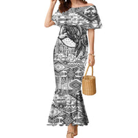 Indigenous Peoples Day Mermaid Dress Native American Wolf with Dreamcatcher - Wonder Print Shop