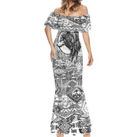Indigenous Peoples Day Mermaid Dress Native American Wolf with Dreamcatcher - Wonder Print Shop