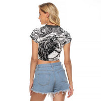 Indigenous Peoples Day Raglan Cropped T Shirt Native American Wolf with Dreamcatcher - Wonder Print Shop