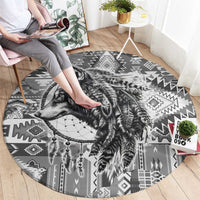 Indigenous Peoples Day Round Carpet Native American Wolf with Dreamcatcher - Wonder Print Shop