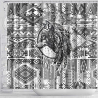 Indigenous Peoples Day Shower Curtain Native American Wolf with Dreamcatcher - Wonder Print Shop