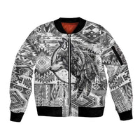 Indigenous Peoples Day Sleeve Zip Bomber Jacket Native American Wolf with Dreamcatcher - Wonder Print Shop