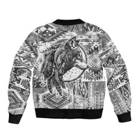 Indigenous Peoples Day Sleeve Zip Bomber Jacket Native American Wolf with Dreamcatcher - Wonder Print Shop