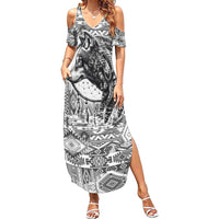 Indigenous Peoples Day Summer Maxi Dress Native American Wolf with Dreamcatcher - Wonder Print Shop