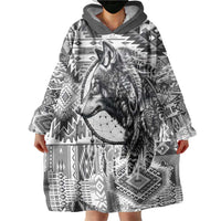 Indigenous Peoples Day Wearable Blanket Hoodie Native American Wolf with Dreamcatcher - Wonder Print Shop
