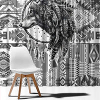 Indigenous Peoples Day Window Curtain Native American Wolf with Dreamcatcher - Wonder Print Shop