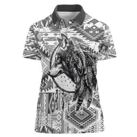 Indigenous Peoples Day Women Polo Shirt Native American Wolf with Dreamcatcher - Wonder Print Shop