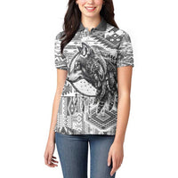Indigenous Peoples Day Women Polo Shirt Native American Wolf with Dreamcatcher - Wonder Print Shop