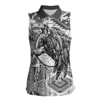 Indigenous Peoples Day Women Sleeveless Polo Shirt Native American Wolf with Dreamcatcher - Wonder Print Shop