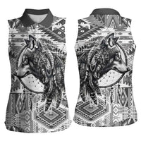 Indigenous Peoples Day Women Sleeveless Polo Shirt Native American Wolf with Dreamcatcher - Wonder Print Shop