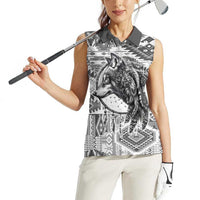 Indigenous Peoples Day Women Sleeveless Polo Shirt Native American Wolf with Dreamcatcher - Wonder Print Shop