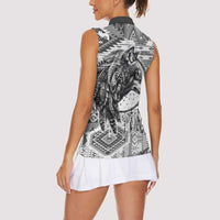Indigenous Peoples Day Women Sleeveless Polo Shirt Native American Wolf with Dreamcatcher - Wonder Print Shop
