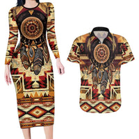 Make America Native Again Couples Matching Long Sleeve Bodycon Dress and Hawaiian Shirt Indigenous Peoples Day - Wonder Print Shop