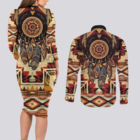 Make America Native Again Couples Matching Long Sleeve Bodycon Dress and Long Sleeve Button Shirt Indigenous Peoples Day - Wonder Print Shop