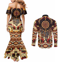 Make America Native Again Couples Matching Mermaid Dress and Long Sleeve Button Shirt Indigenous Peoples Day - Wonder Print Shop