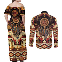 Make America Native Again Couples Matching Off Shoulder Maxi Dress and Long Sleeve Button Shirt Indigenous Peoples Day - Wonder Print Shop