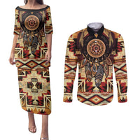 Make America Native Again Couples Matching Puletasi and Long Sleeve Button Shirt Indigenous Peoples Day - Wonder Print Shop