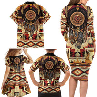 Make America Native Again Family Matching Long Sleeve Bodycon Dress and Hawaiian Shirt Indigenous Peoples Day - Wonder Print Shop