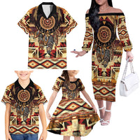 Make America Native Again Family Matching Off The Shoulder Long Sleeve Dress and Hawaiian Shirt Indigenous Peoples Day - Wonder Print Shop