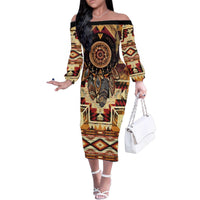 Make America Native Again Family Matching Off The Shoulder Long Sleeve Dress and Hawaiian Shirt Indigenous Peoples Day - Wonder Print Shop