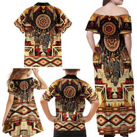 Make America Native Again Family Matching Off Shoulder Maxi Dress and Hawaiian Shirt Indigenous Peoples Day - Wonder Print Shop