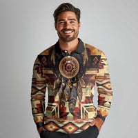Make America Native Again Long Sleeve Polo Shirt Indigenous Peoples Day - Wonder Print Shop