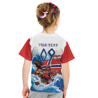 Custom Norway Viking Row - Alt for Norge Kid T Shirt Norge Football Supporter Wave Edition