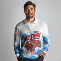 Custom Norway Viking Row - Alt for Norge Long Sleeve Polo Shirt Norge Football Supporter Wave Edition
