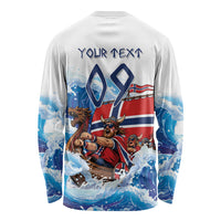 Custom Norway Viking Row - Alt for Norge Long Sleeve Shirt Norge Football Supporter Wave Edition